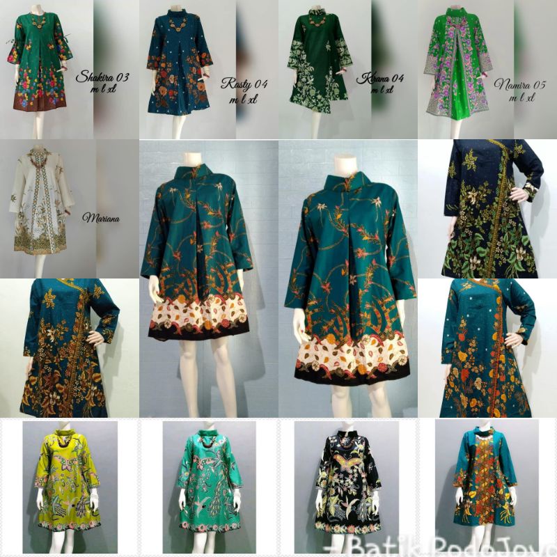 Tunik Batik atasan kerja kantoran dinas warna hijau muda tosca adem halus kain primissima unggul jay
