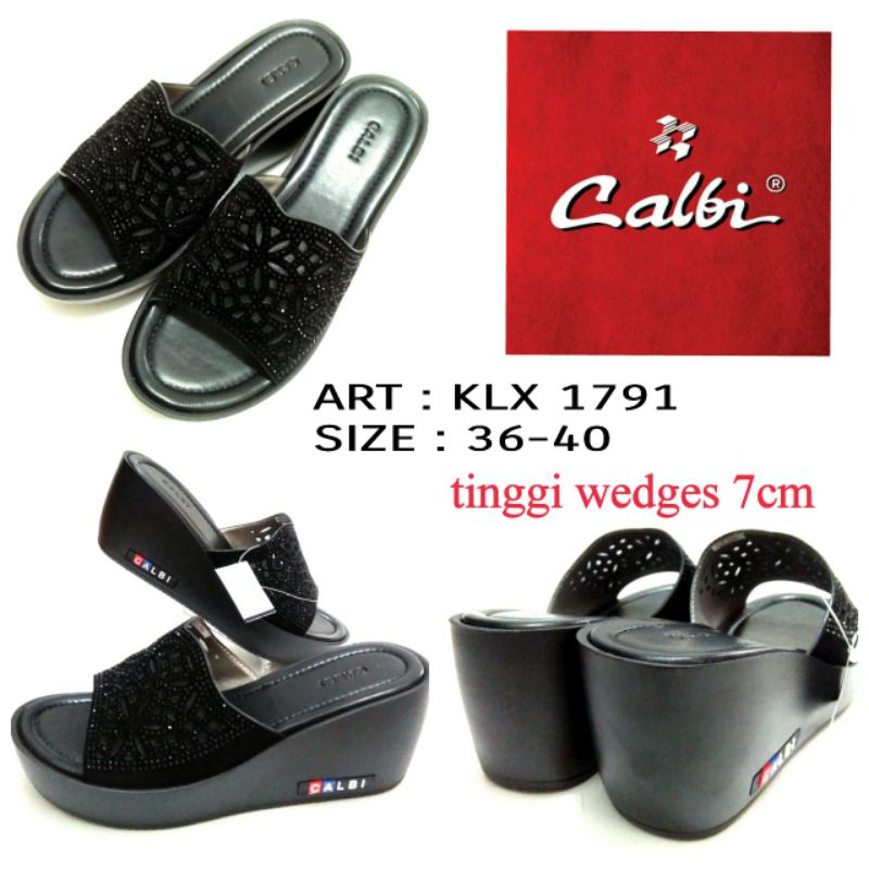 TERBARU SANDAL WEDGES WANITA ORIGINAL BY CALBI KLX 1791 WARNA HITAM SIZE 36-40 TERBARU HARGA TERMURAH
