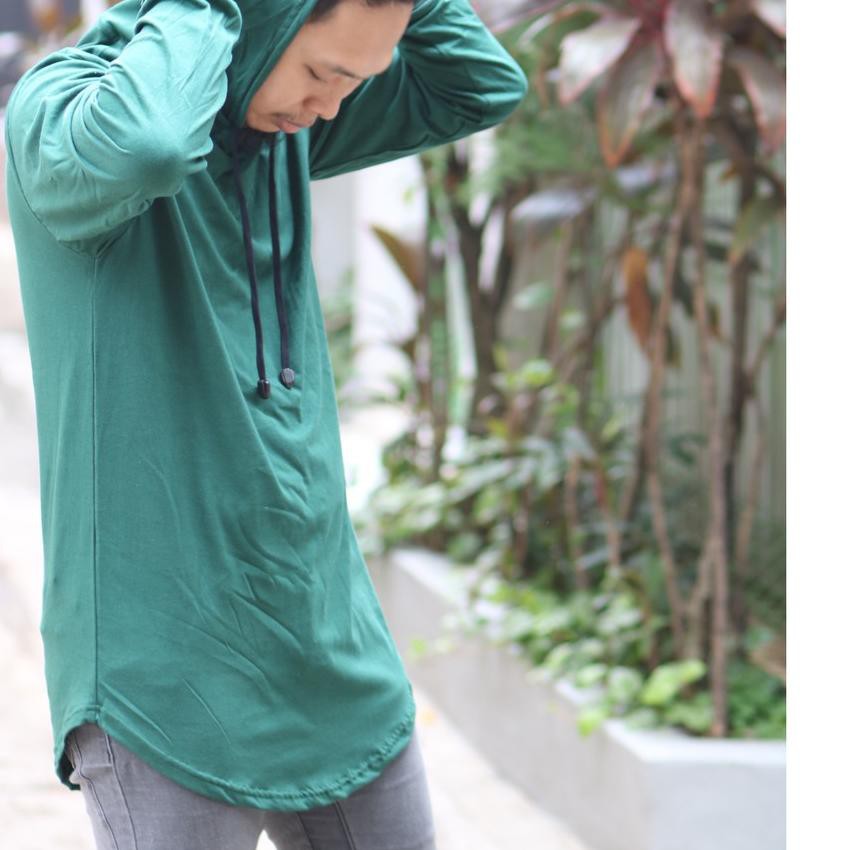 Kaos Polos Hoodie Longline lengan panjang