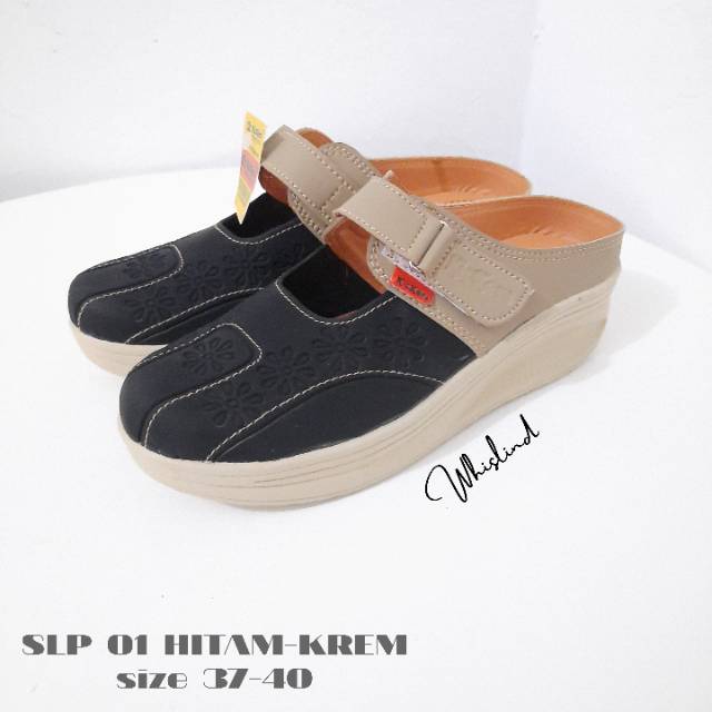 SEPATU WEDGES SLOP KICKERS BAHAN KULIT SINTESIS | TINGGI 5 CM KODE SLP01