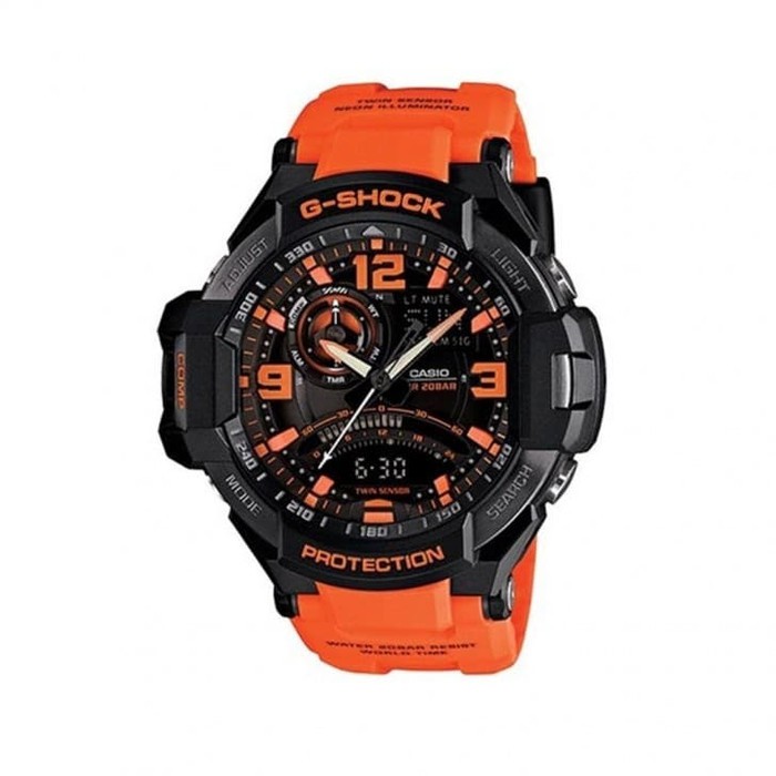 JAM TANGAN PRIA MERK G-SHOCK TYPE GA-1000 ORANGE ORI BM FREE BOX SET