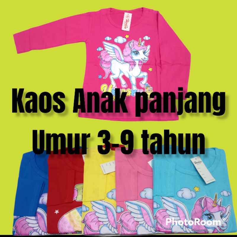 (Panjang)KAOS anak perempuan lengan panjang/baju anak perempuan 3-9 tahun