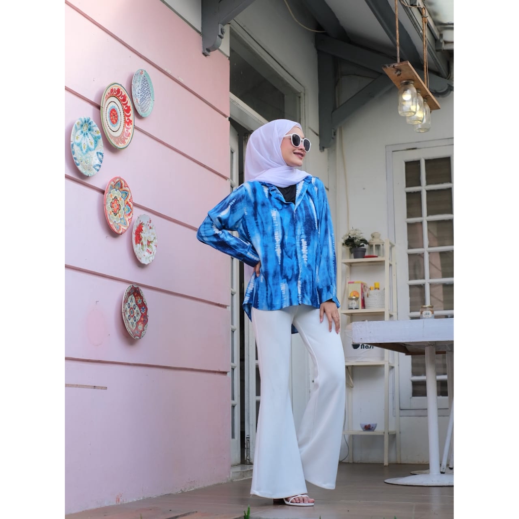 ZAHRA Atasan Pakaian Wanita  Muslim JASMINE Tie Dye | Atasan Kemeja CEWEK Motif