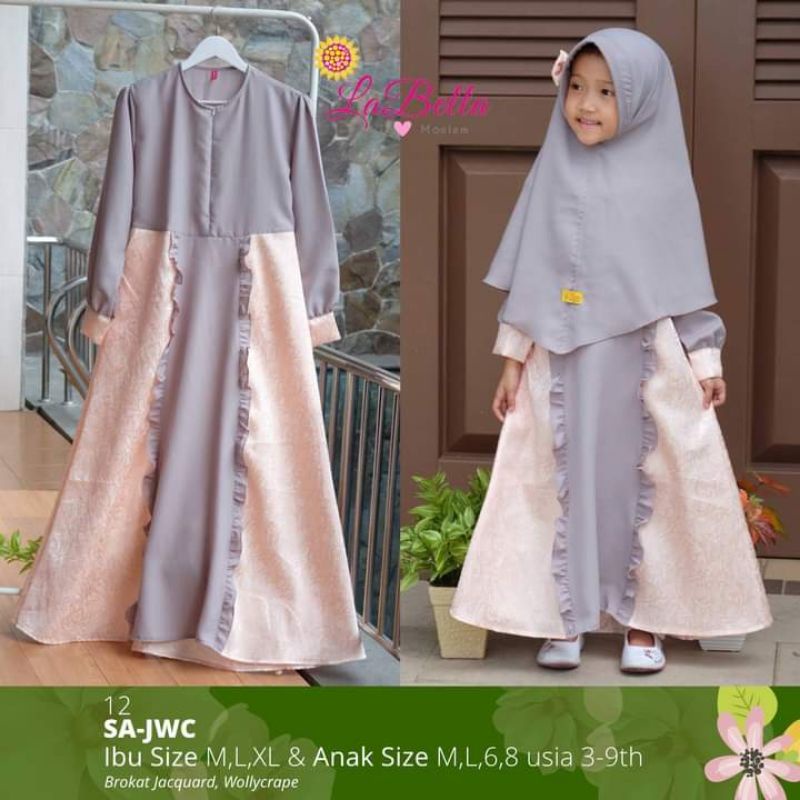 [ ZALLA ] By Labella baju anak Salem Cream abu toko baju muslim samarinda agen baju muslim anak Kali