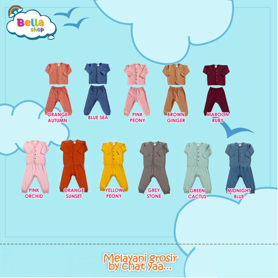 LIBBY EARTH SERIES COMFY SET SETELAN BAJU PENDEK DAN PANJANG KANCING TENGAH CELANA PENDEK DAN PNJG