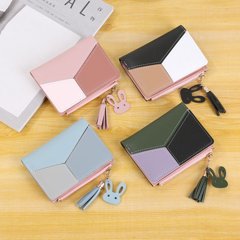 Dompet Mini Import Rumbai Resleting Dompet Mini Wanita Tiga Warna Fashion Korea