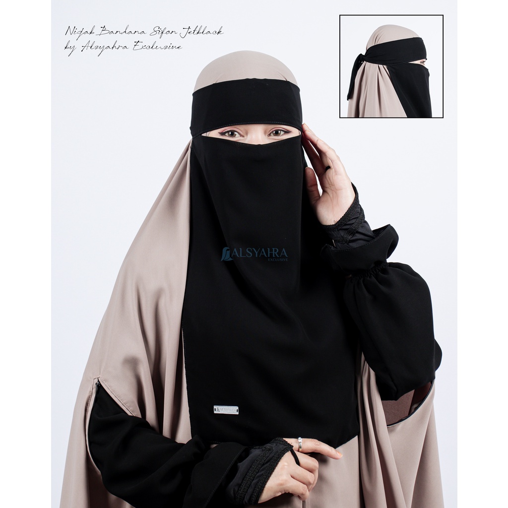 Alsyahra Exclusive Niqab Bandana Sifon Silk Jetblack