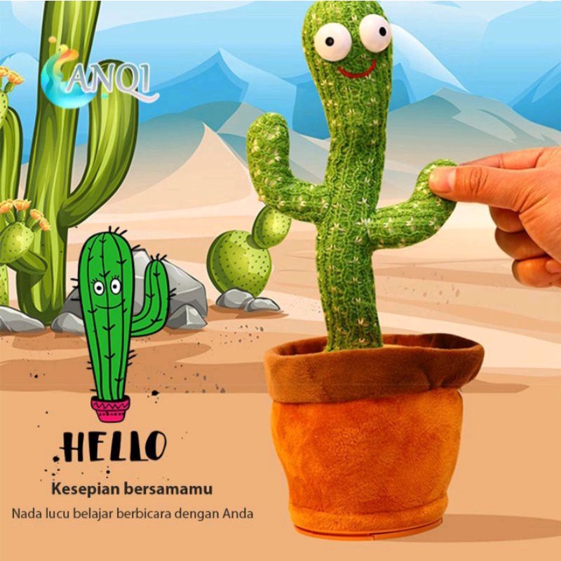 boneka Kaktus goyang lampu bicara (promo)boneka kaktus