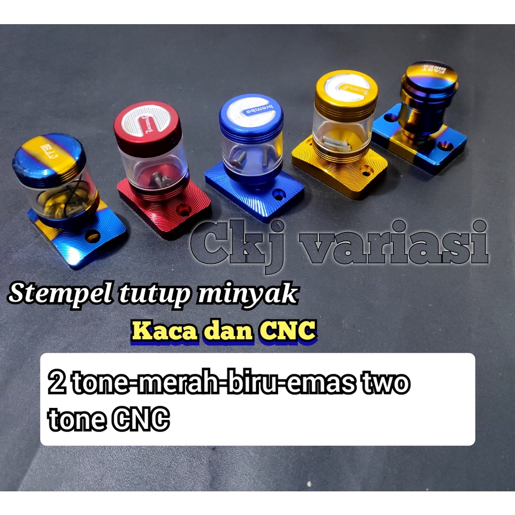 Tutup Minyak Rem Twotone CNC Variasi Vixion - Sonic - Pcx - Satria Fu / Stempel Kaca Tabung Transpar