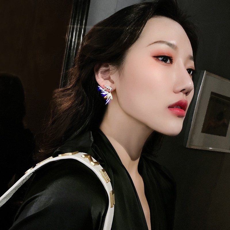 Anting Desain Sayap Malaikat Bahan 925 Silver Needle Gaya Korea