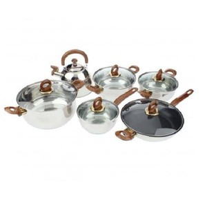 Trisonic Stainless Steel Panci Set T-7012 (12 Pieces)
