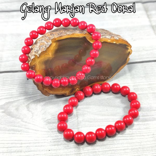 Gelang Batu Red Coral Merah Marjan Termurah