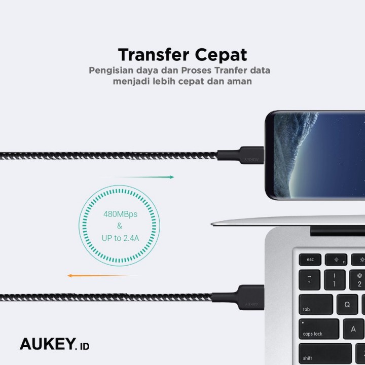 AUKEY CB-BAL4 - USB-A to Lightning Cable - Braided Nylon 2M