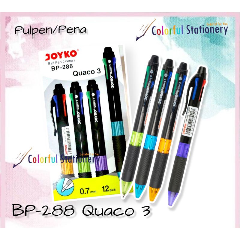 

Pulpen / Ballpoint Joyko 4 Warna QUACO 3 BP-288 (Pcs)