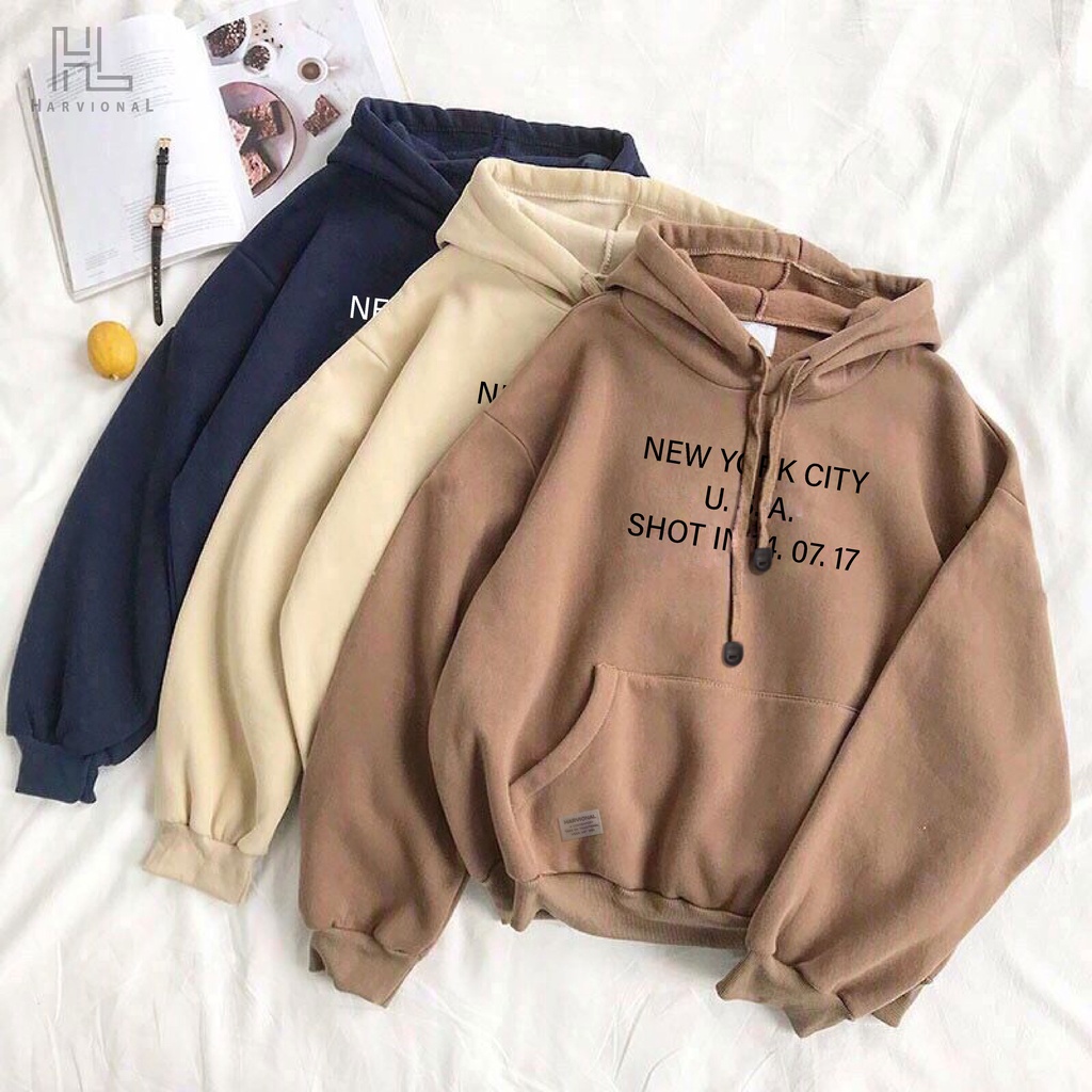 Parisdivarious Sweater Hoodie Jemper NY USA 14.07 Bahan Fleece Size S - XXL (Pria &amp; Wanita)