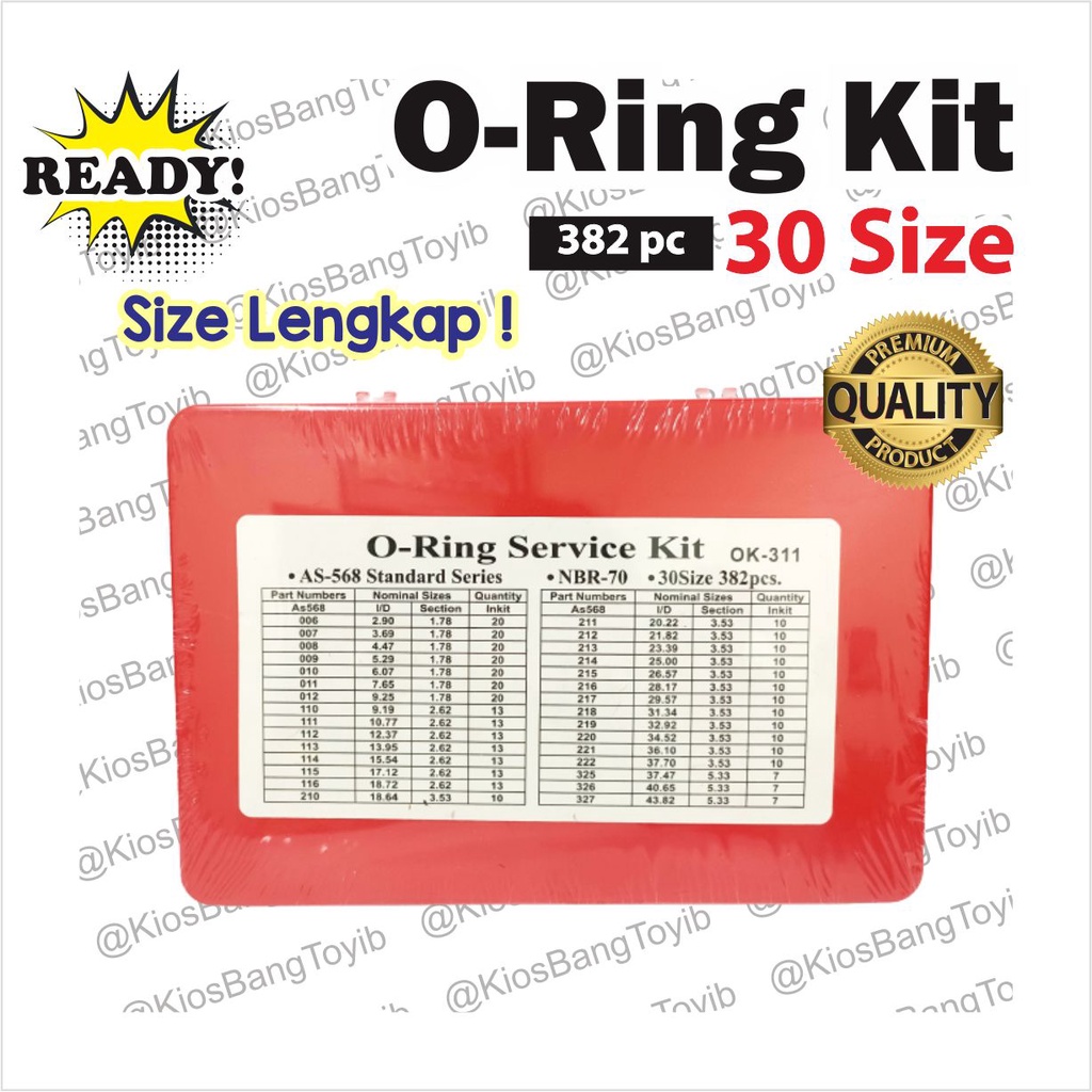 Oring O-Ring Seal Kit Karet Rubber Sparepart  Seal Tightening Assortment Oil 30 Size 382pc (OK311)