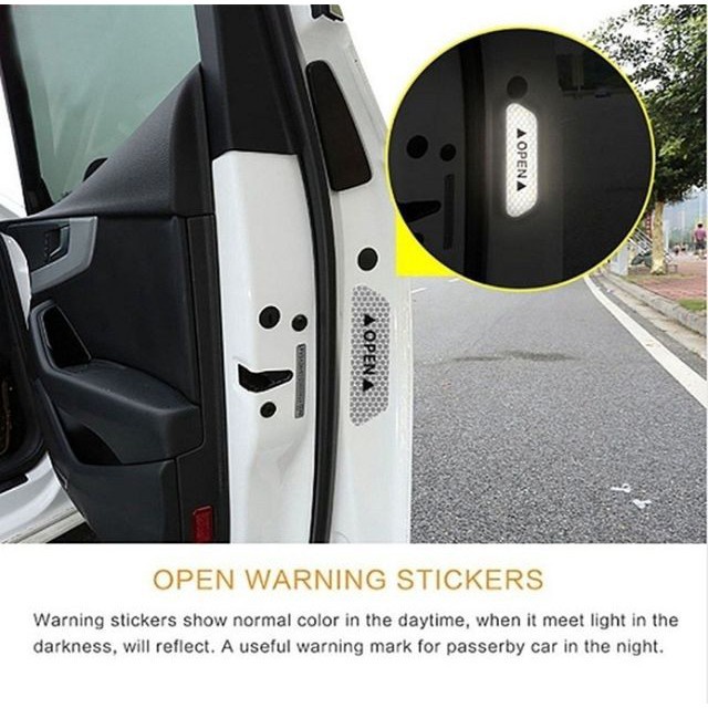 4 Pcs Stiker Reflektor Penanda Buka Pintu Mobil Universal