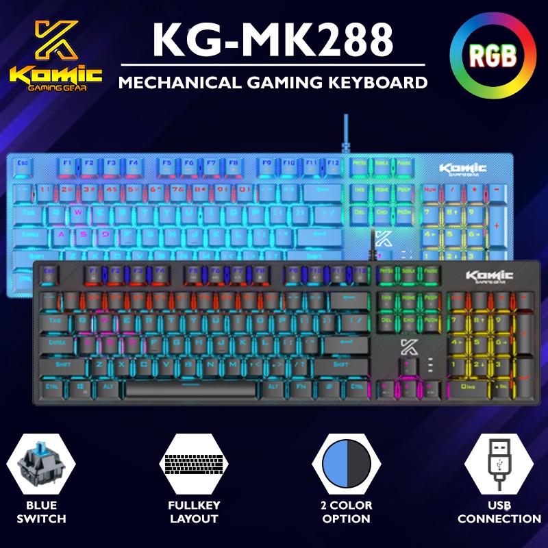 Jual Keyboard Gaming Mechanical Komic Kg Mk New Led Shopee Indonesia