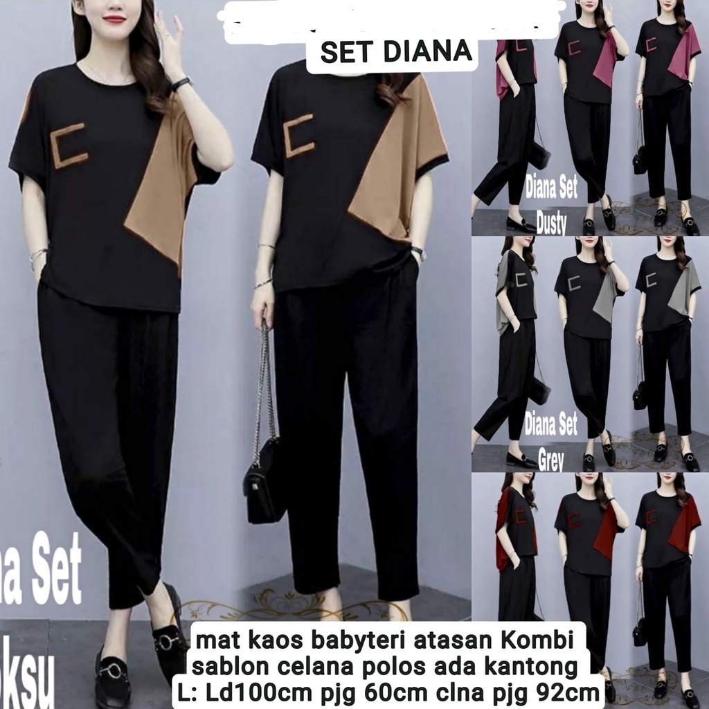 Setelan wanita korean style terbaru/ Diana set baju Korea SIZE M L XL / Setelan kekinian/ Setelan fashion wanita terlaris / Set baju remaja tanggung