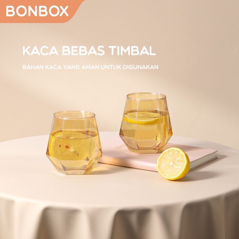 Bonbox Tumbler Diamond Glass Gelas Hexagonal