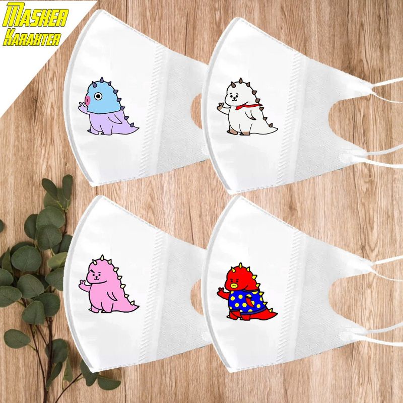 MASKER DUCKBILL PRINT KARAKTER BT 21/PUTIH 3PLY EARLOOP