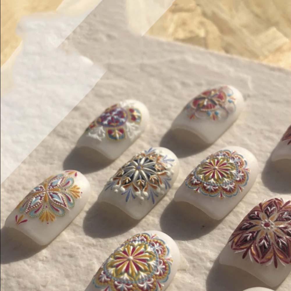 MXBEAUTY Stiker Kuku Warna Gaya Boho Alat Manicure Vintage Ultra-Tipis