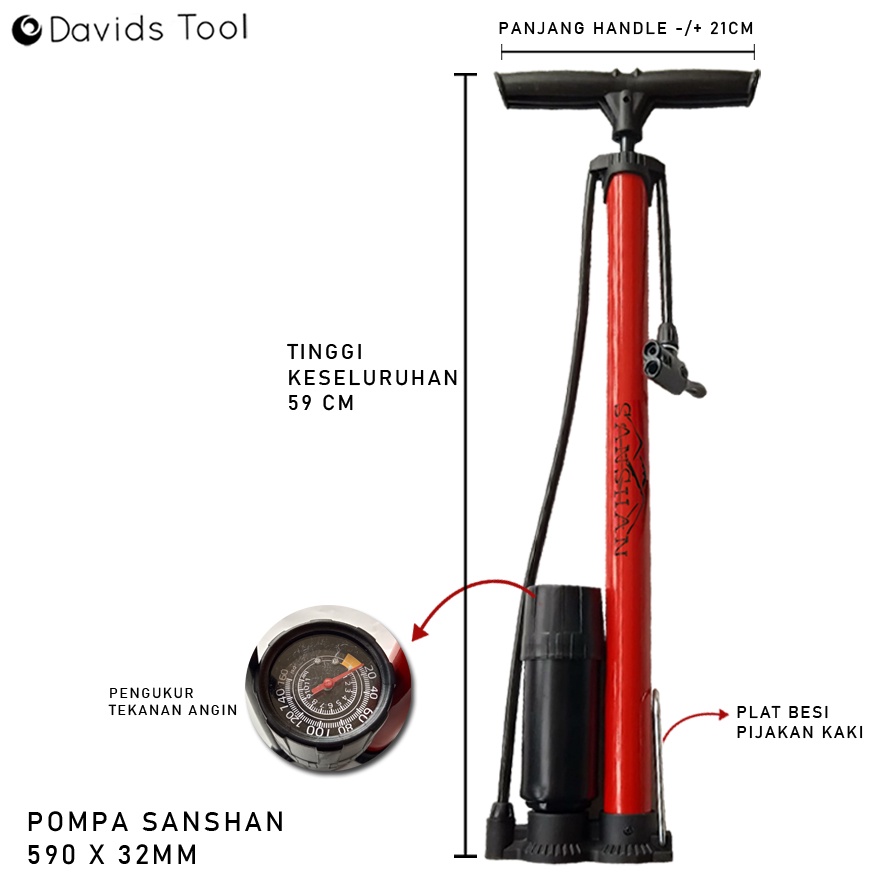 Pompa Sepeda Motor Angin Kompa Kumpo Bola Tangan Shansan Standart