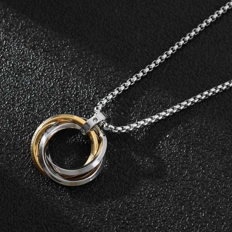 Kalung Bentuk Bulat Geometris Warna Permen Bahan Titanium Steel Gaya Hip Hop Untuk Pasangan