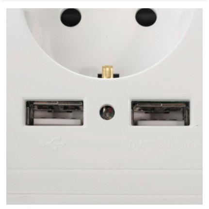 Stop Kontak Dinding EU Plug dengan 2 USB Port - SCN2 - White