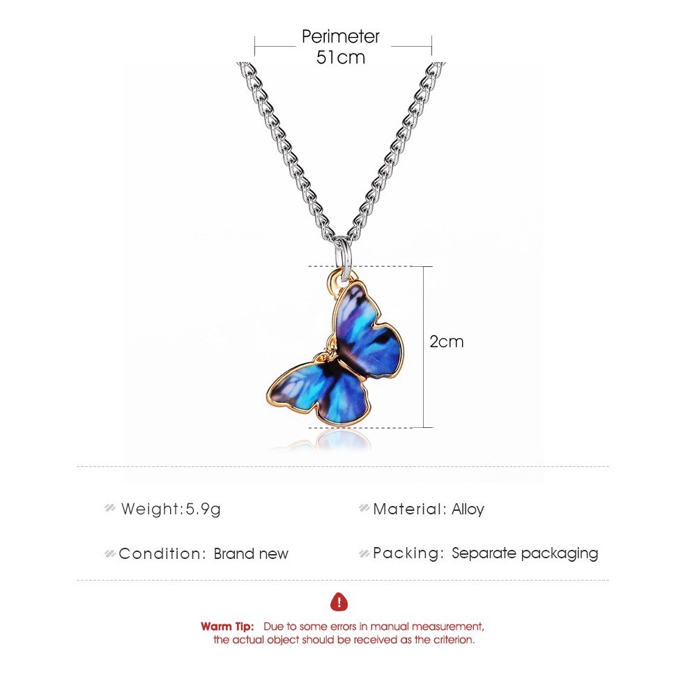 Kalung Gelang Butterfly Glossy Necklace Silver Kalung Kekinian Gaya Korea kupu-kupu