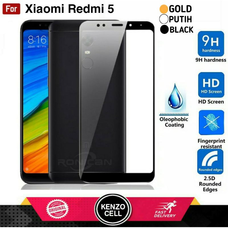 Tempered glass Xiaomi Redmi 5 (5,7 inch) Full Layar - TG 5D Red Mi 5 Biasa Anti Gores Kaca Full Lem