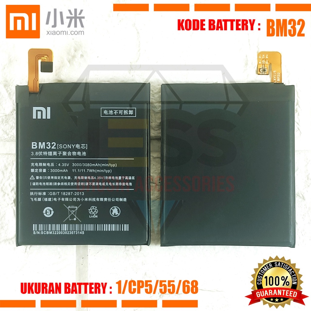 Baterai Battery Original Xiaomi BM32 &amp; BM-32 For tipe HP Batre Mi 4 - Mi4