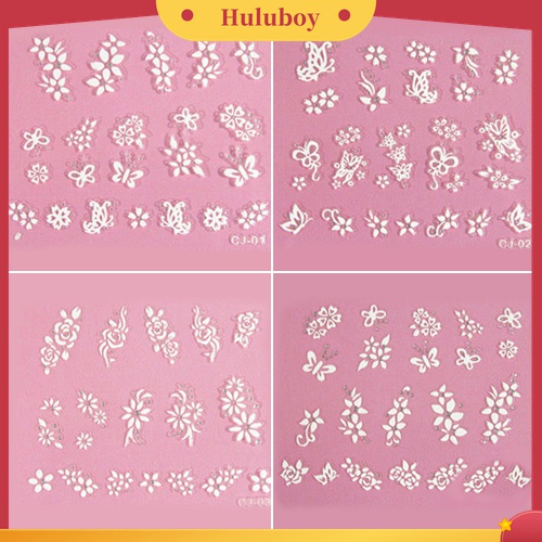 Huluboy Huluboy♡ 50pcs Stiker Kuku 3D Desain Bunga Butterfly Untuk Manicure