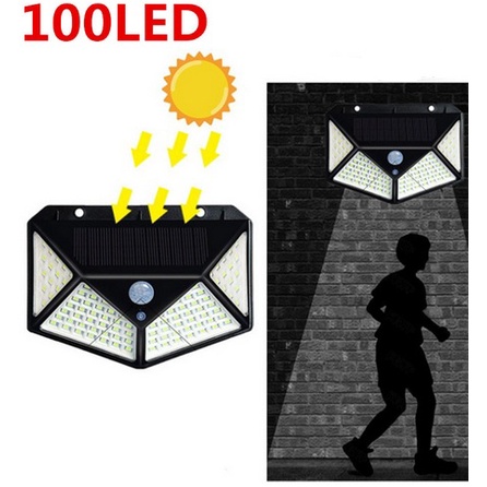 Lampu Taman Dinding 100 LED Tenaga Matahari Motion Sensor Solar Cell 100 LED