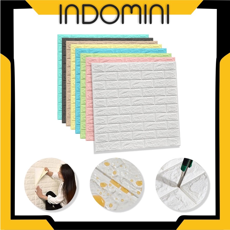 INDOMINI R535 Wallpaper Dinding Foam 3D Kecil Motif Batu Bata / Walpaper Stiker Dinding Dekorasi Kamar