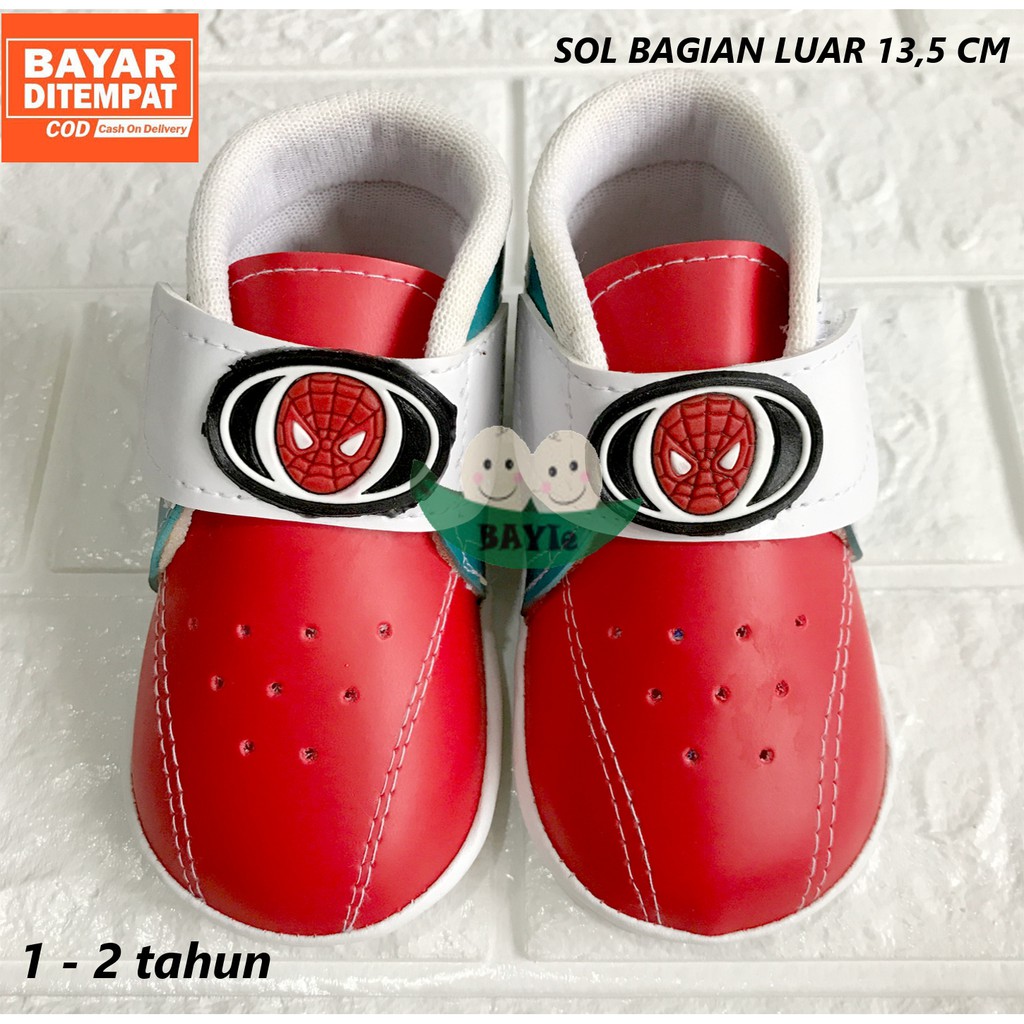 BAYIe - Sepatu Anak Bayi/Balita Laki-Laki/Perempuan Motif SPIDERMAN C 62 usia 1 - 2 tahun