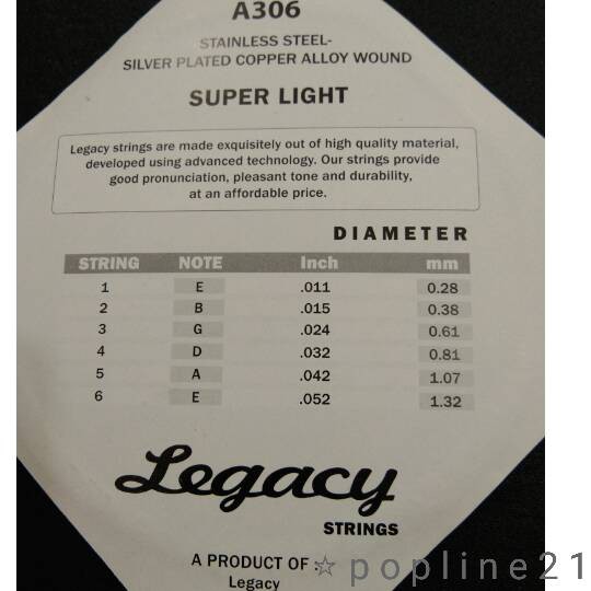 Senar gitar akustik LEGACY A306 / gitar Folk LEGACY A306 bonus Pick