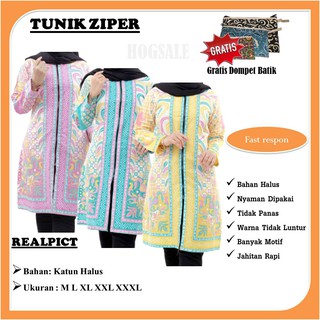  BAJU  TUNIK TERBARU  BATIK TUNIK ZIPER TERBARU  BATIK WANITA  