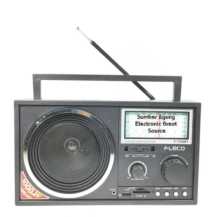 Fleco F7350BT Pemutar Radio Penangkap Sinyal Kuat FM MW SW 3 Spektrum