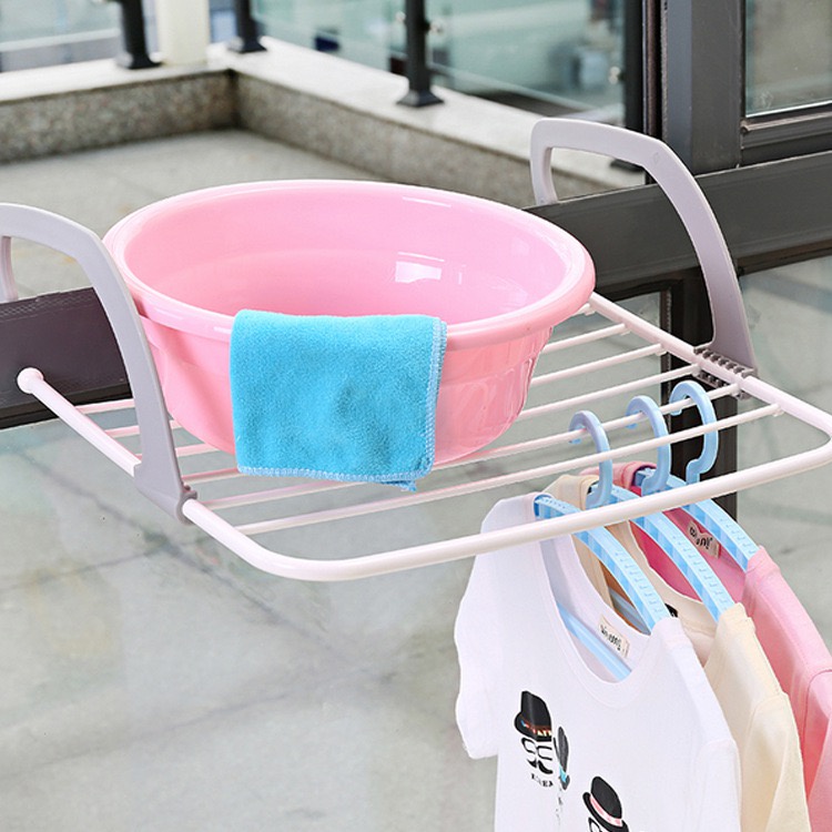 UNIGOOD - Jemuran Handuk Portable Gantungan Kait Hanger Teras Balkon Adjustable