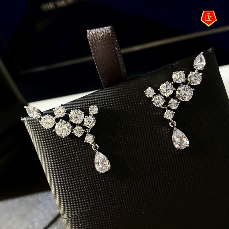 [Ready Stock]Luxury Contemporary Full Diamond Stud Earrings