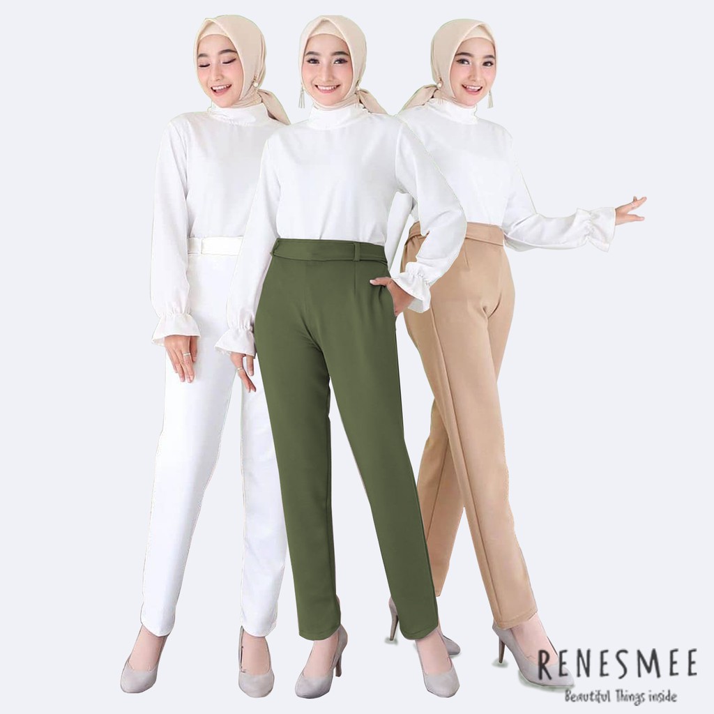 Celana Panjang Hisky Scuba Premium Jumbo Big Size Gesper Wanita Free Gesper