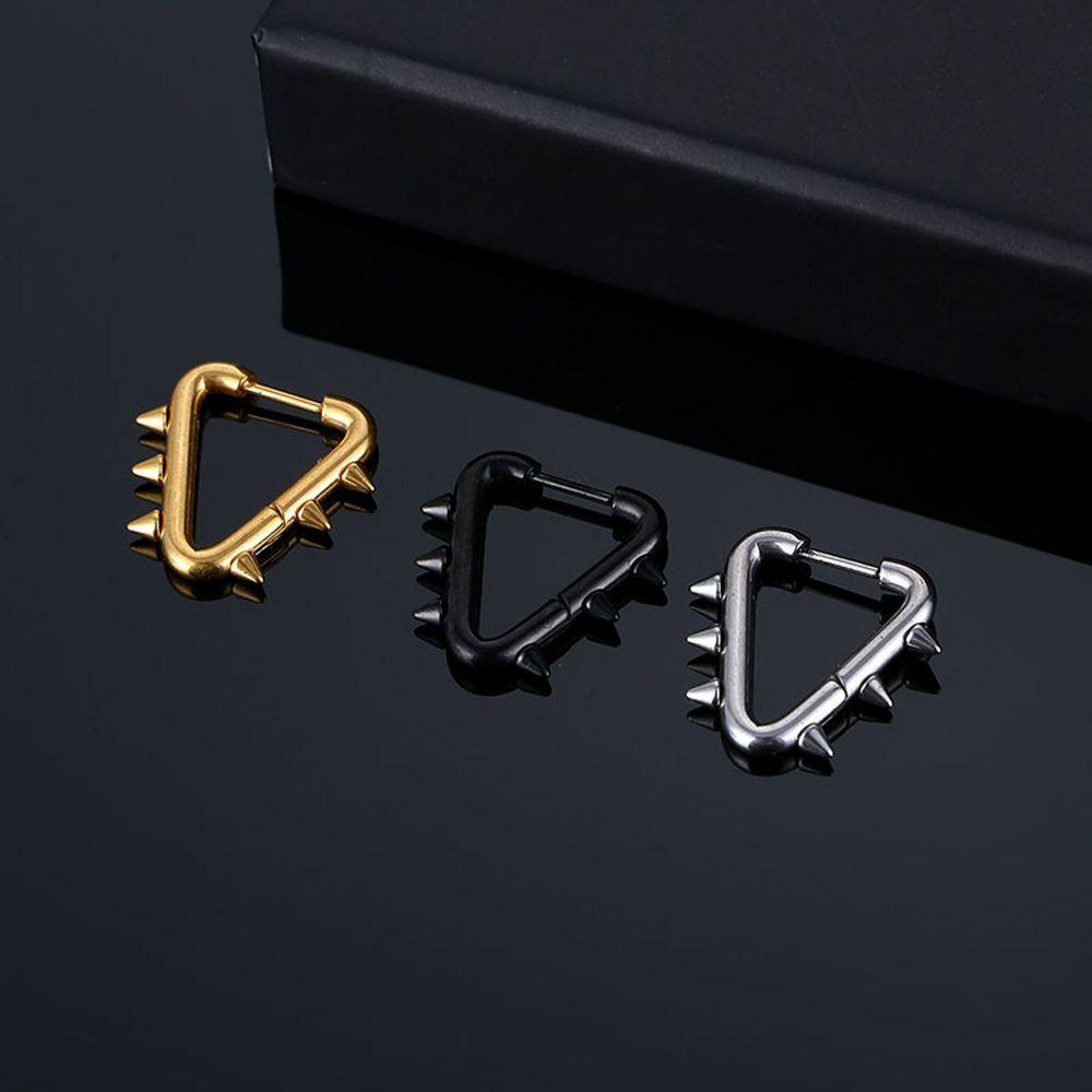 Mxbeauty Pria Hoop Earrings Hadiah Punk Pesta Street Wear Baja Titanium Kerucut Tajam Aksesoris Pria