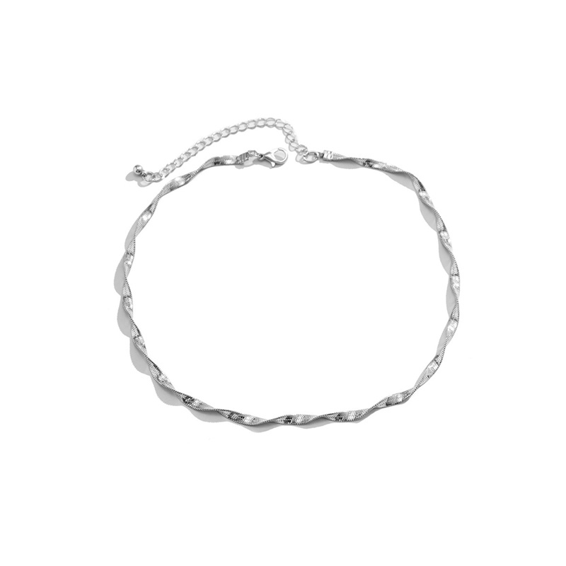 Kalung Choker Rantai Ular Warna Emas / Silver Untuk Pria / Wanita