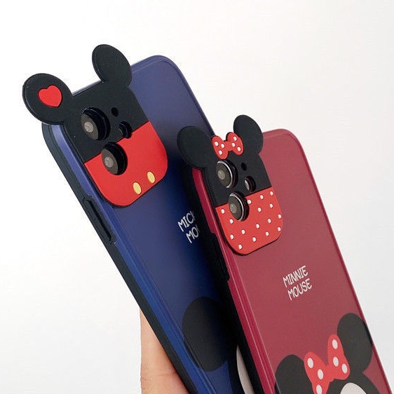 Casing ponsel Kartun Kamera Stereo Ear 11 12 iPhone 7 8SE 7 8Plus Xr XsMax 11ProMax Xr 11Pro All-inclusive 12ProMax 12Pro Penutup perlindungan penuh