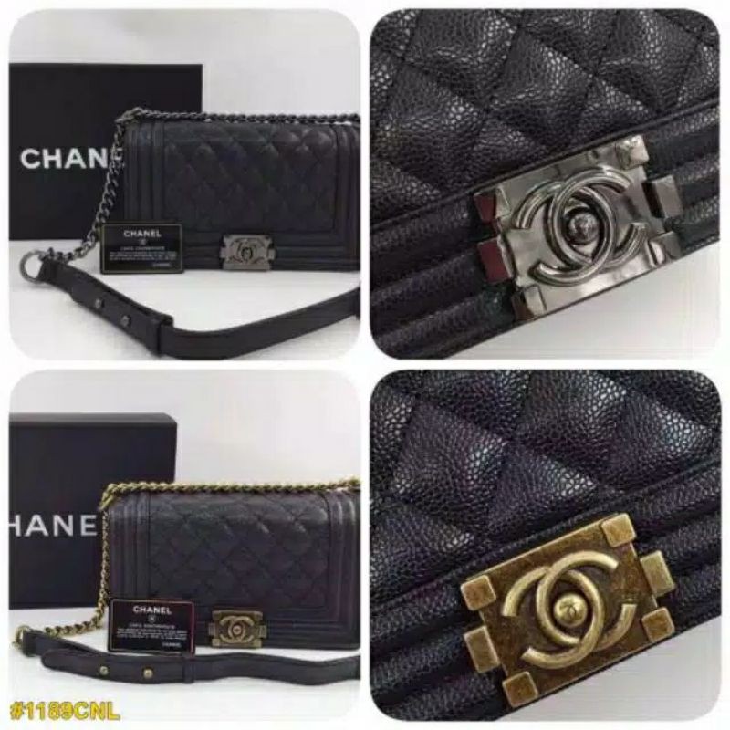 Chanel boy classic/bahan caviar/selempang channel super premium