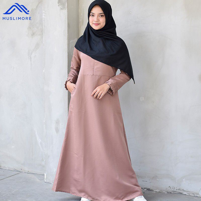 Gamis Original terbaru HITAM PUTIH polos/gamis wanita  PNS/GURU bisa cod