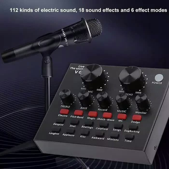 SoundCard V8 Audio untuk HP PC Mac Live Broadcast Karaoke Audio Mixer / mixer recording / mixer mini