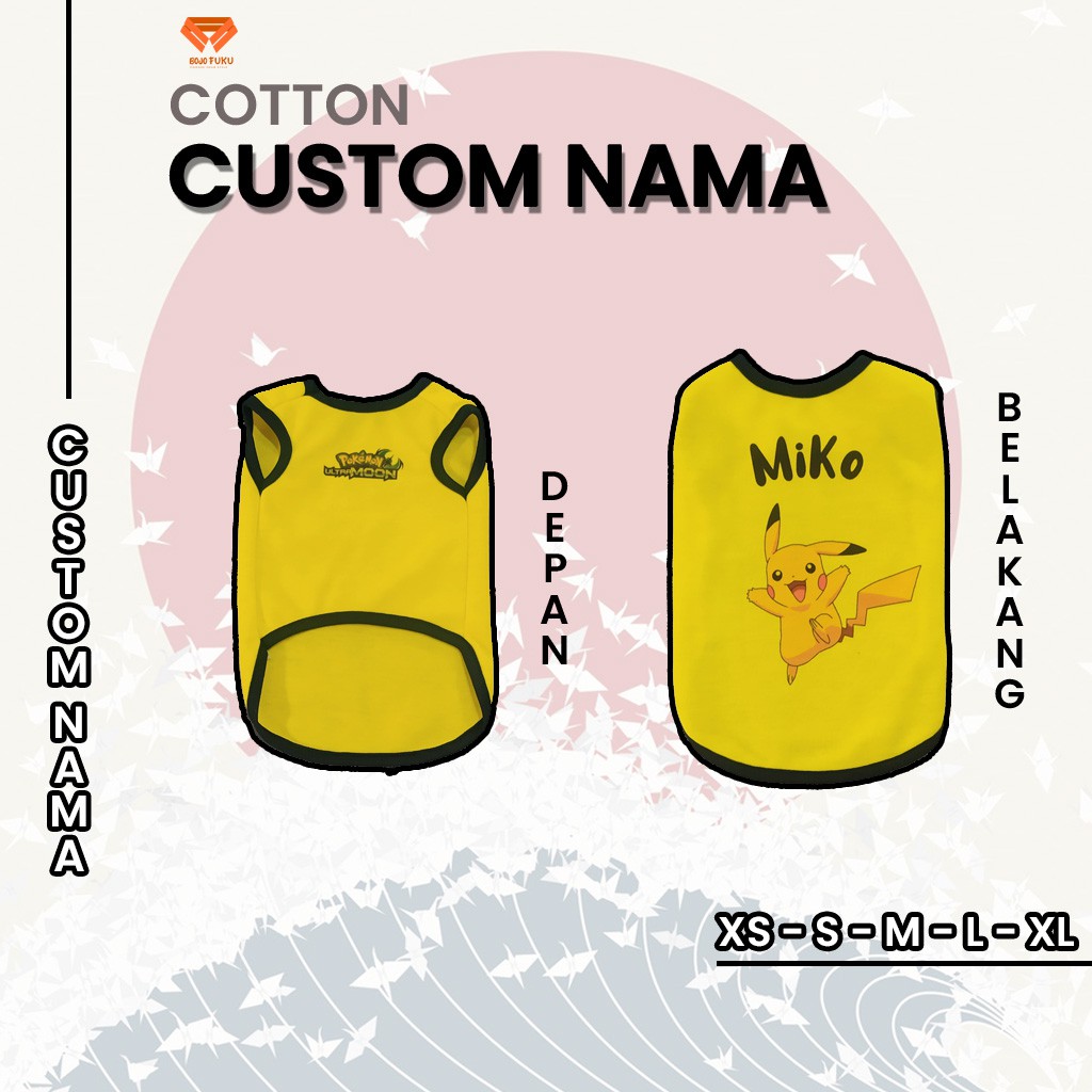 Baju kucing lucu murah aksesoris hewan kecil besar betina jantan berkualitas- CUSTOM NAMA PIKACHU #1