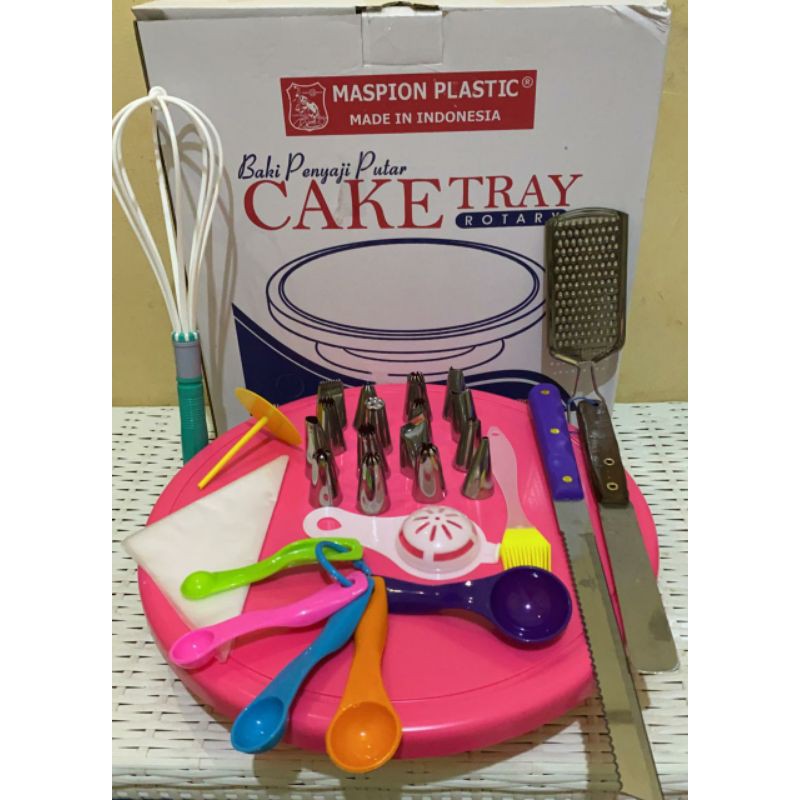 paket murah lengkap dekor kue tart kue ulang tahun alat hias kue meja putar spuit